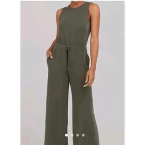 SPANX AirEssentials Sleeveless Wide Leg Jumpsuit Medium Dark Palm